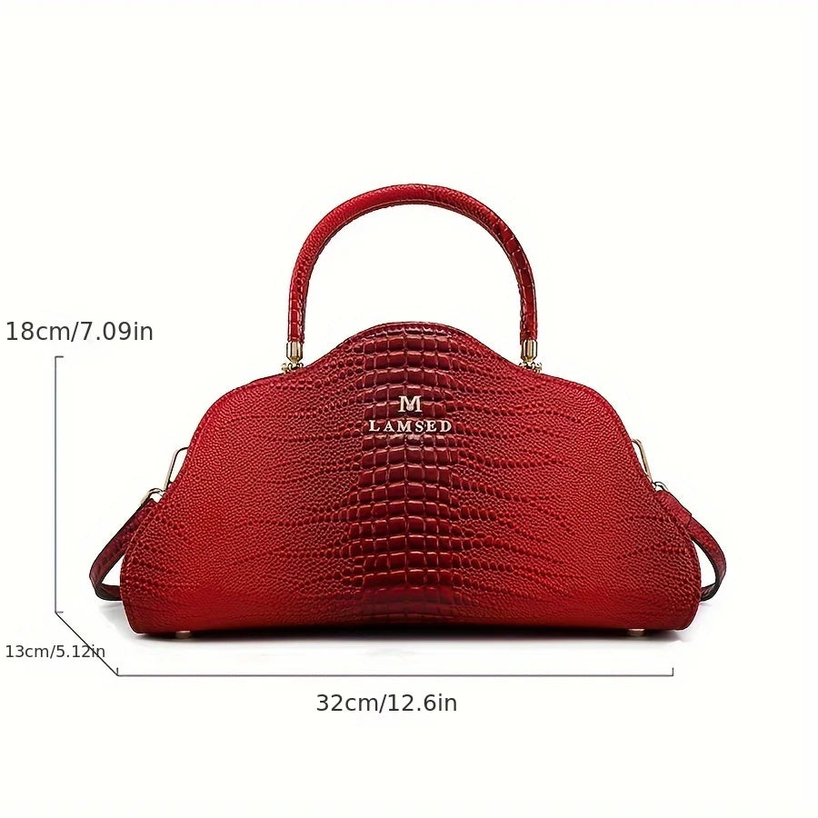 Croc-Pattern Rhinestone Clutch, Evening Bag with Strap - product photo 2