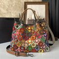 Top-Grain Cowhide Tote with Floral Applique - product photo 1