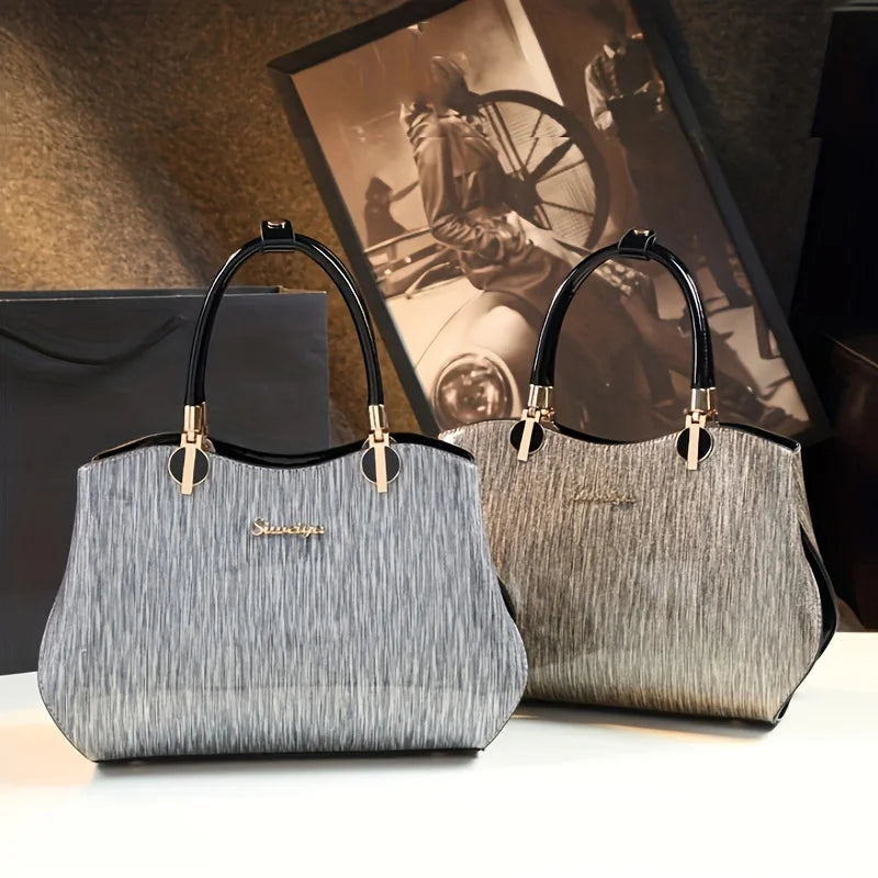 Silver Satchel Bag, Solid-Colour Crossbody Purse - product photo 2