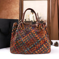 Woven Retro Tote Bag, Large PU Shoulder Bag - product photo 1