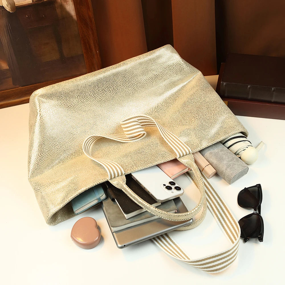 Snake-Print Tote Bag, Wear-Resistant PU Shoulder Bag - product photo 6