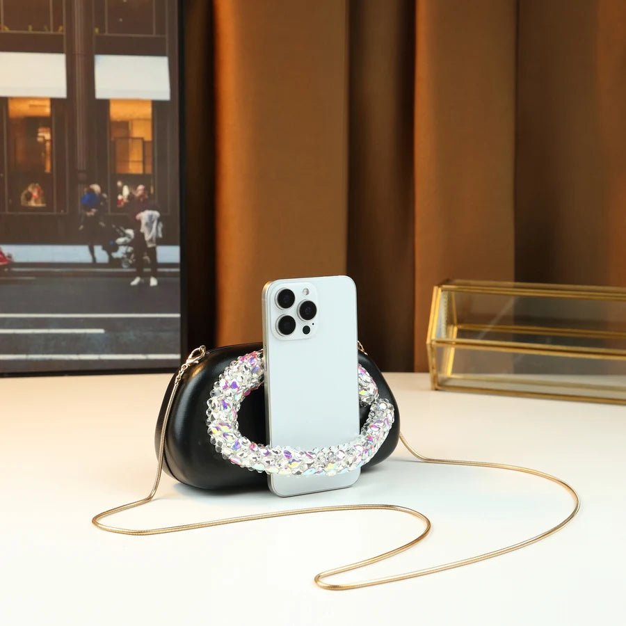 3D Round Evening Bag with Rhinestone Detail - product photo 3