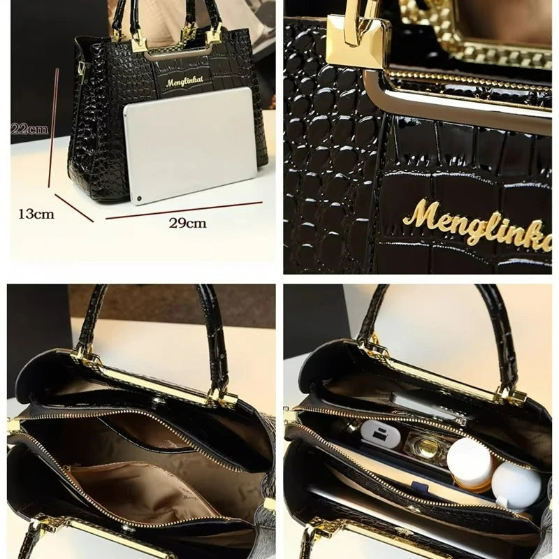 Alligator-Texture Tote, Large Travel Crossbody Bag - product photo 6