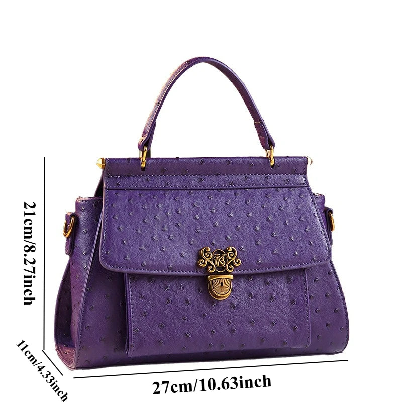 Ostrich-Pattern Shoulder Bag, Large PU Crossbody - product photo 4