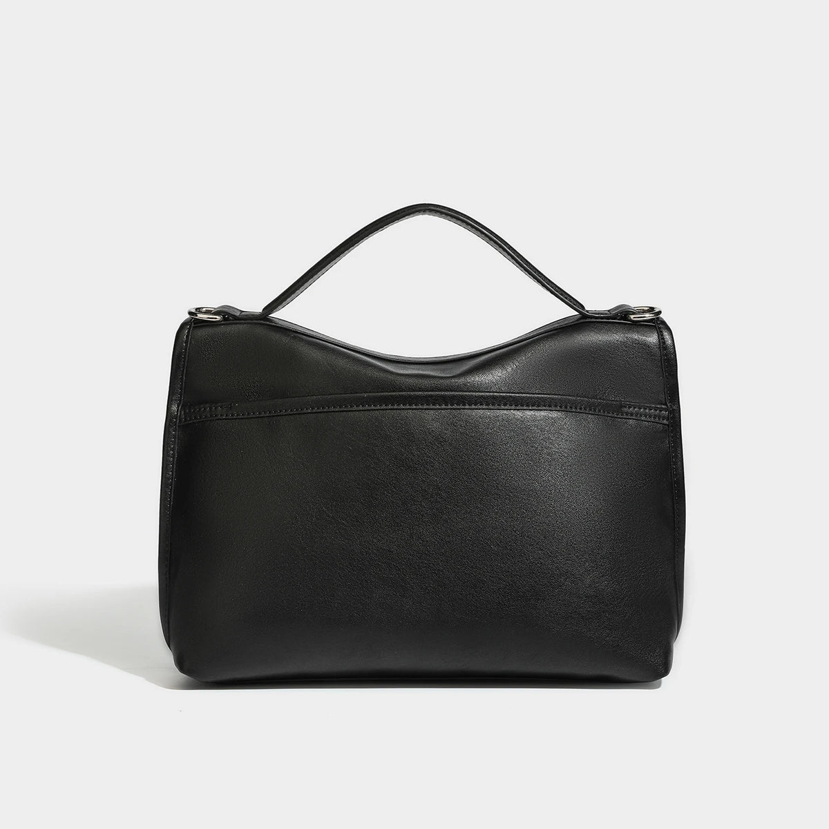 Vintage PU Flap Satchel, Silver-Buckle Top Handle Bag - product photo 2