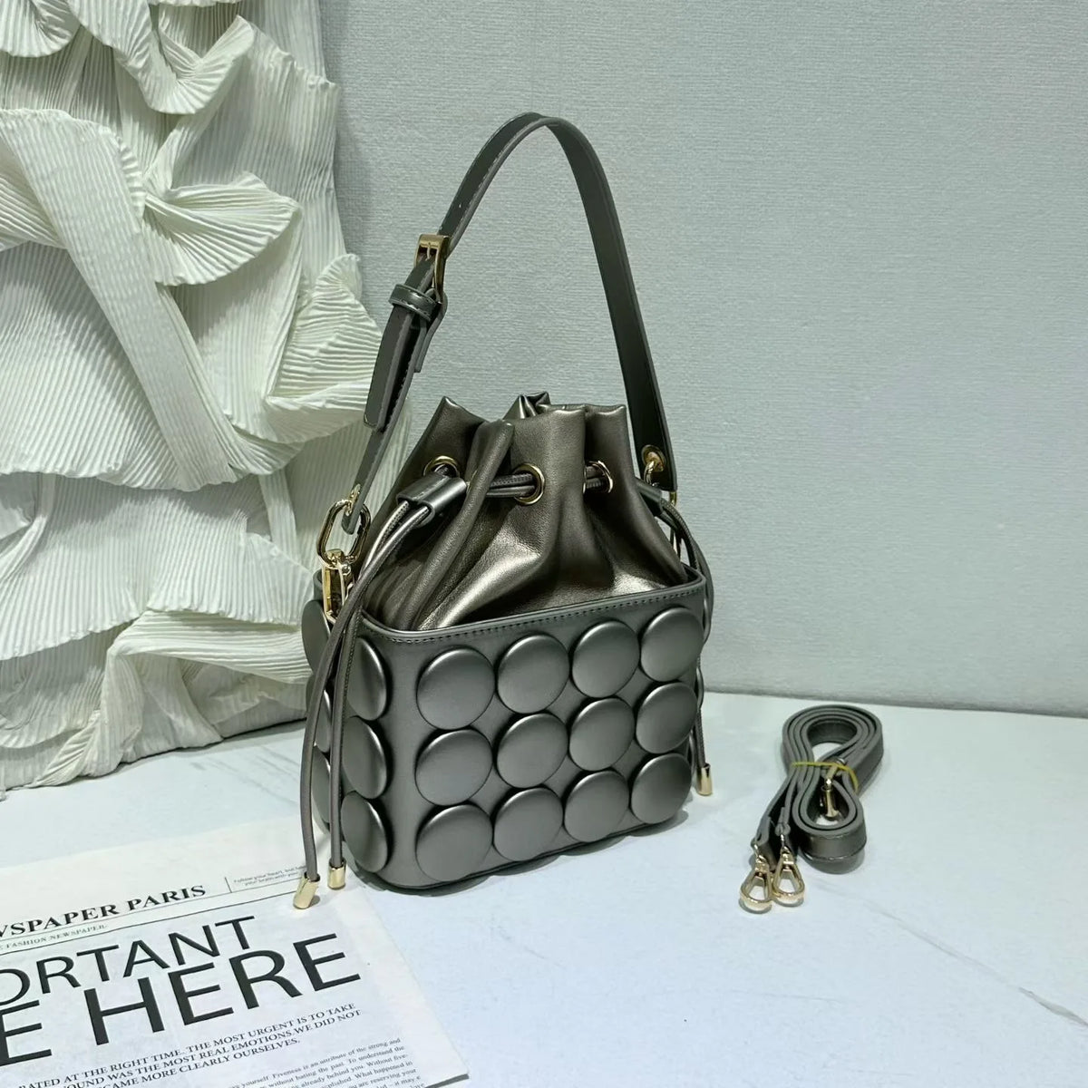 Solid Colour Small Tote, Vintage PU Shoulder Bag - product photo 4