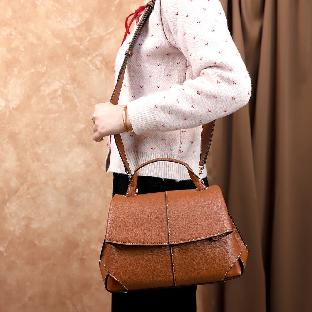 Vintage Buckle Tote Bag, Simple PU Shoulder Bag - product photo 6