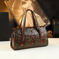 Peony Floral Print Tote Bag, Soft PU Large Handbag - product photo 1