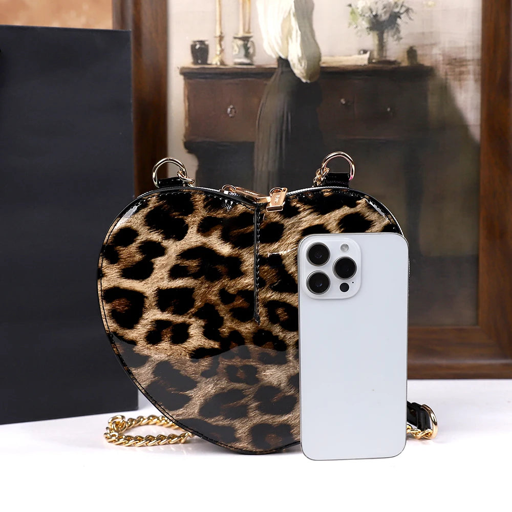 Heart-Shaped Leopard Bag, Mini Crossbody Purse - product photo 6