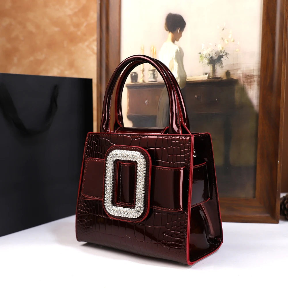 Diamond-Encrusted Croc Bag, Niche PU Shoulder Bag - product photo 4
