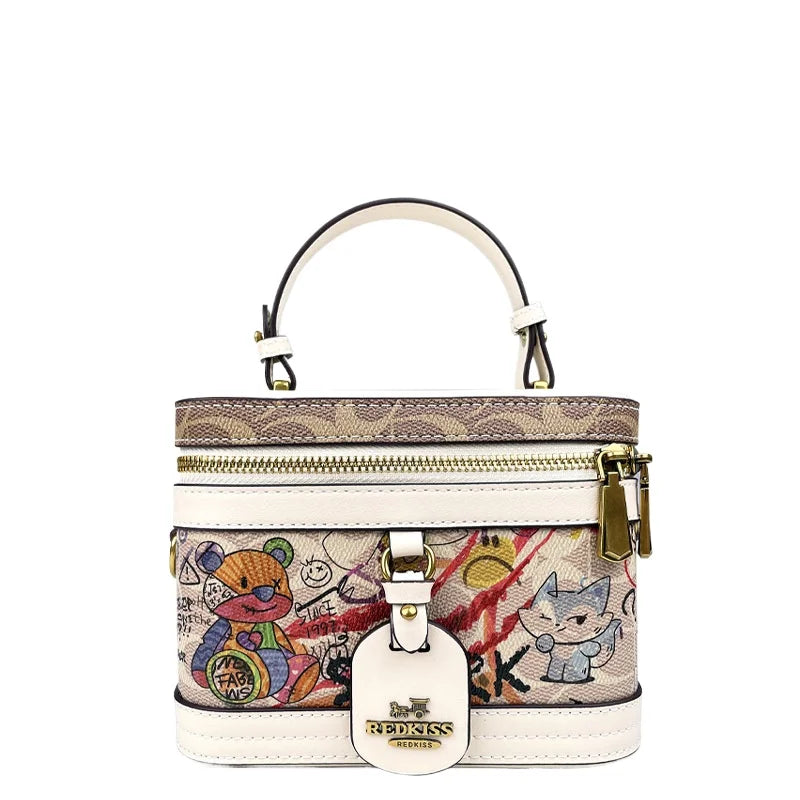 Monogram Graffiti Box Bag, Cartoon-Print PVC Vanity Bag - product photo 3
