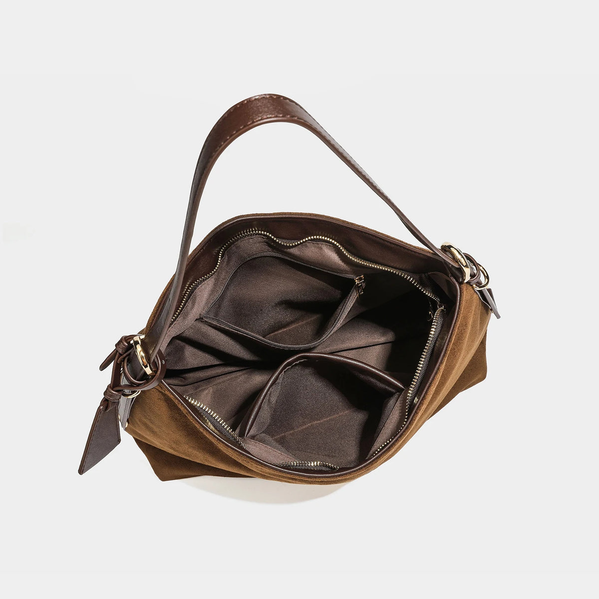 Faux-Suede Crescent Hobo Bag, Slouchy Shoulder Bag - product photo 4