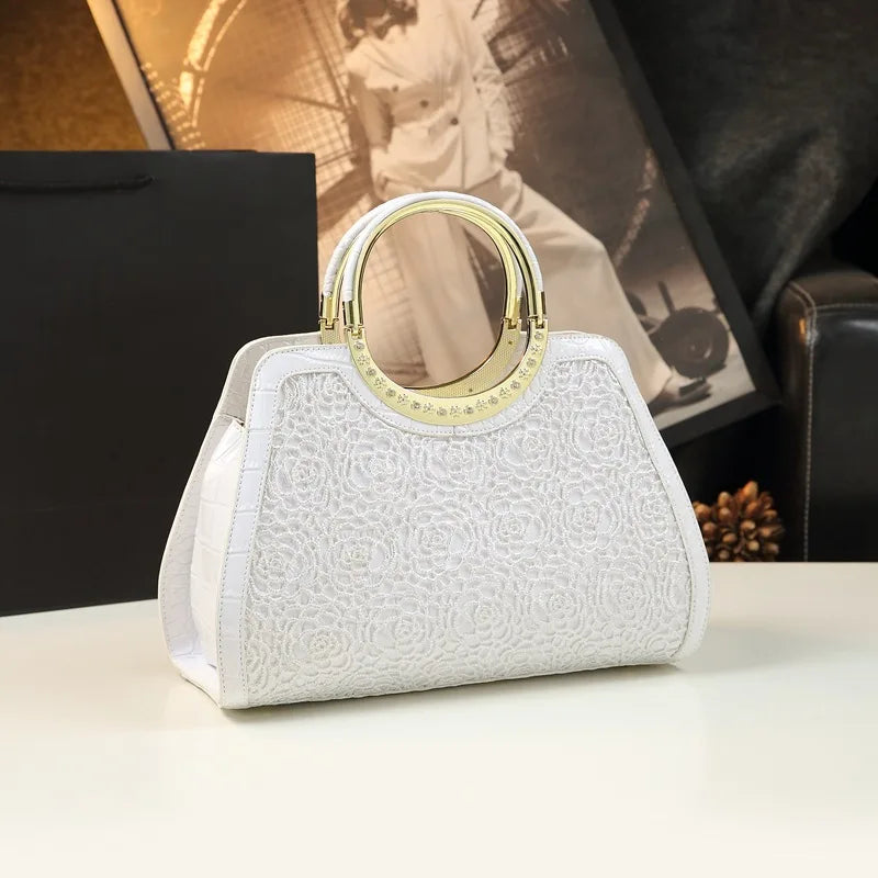 Croc-Pattern Lace Shell Bag, Soft Crossbody Handbag - product photo 2