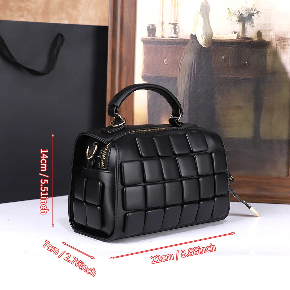 Small Boxy Shoulder Bag, Zip PU Handbag - product photo 2