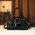 Croc-Embossed Floral Tote, Gold-Buckle Shoulder Bag - product photo 1