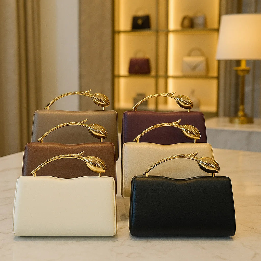 Rose-Shaped Metal Handbag, Novelty Dinner Bag - product photo 1
