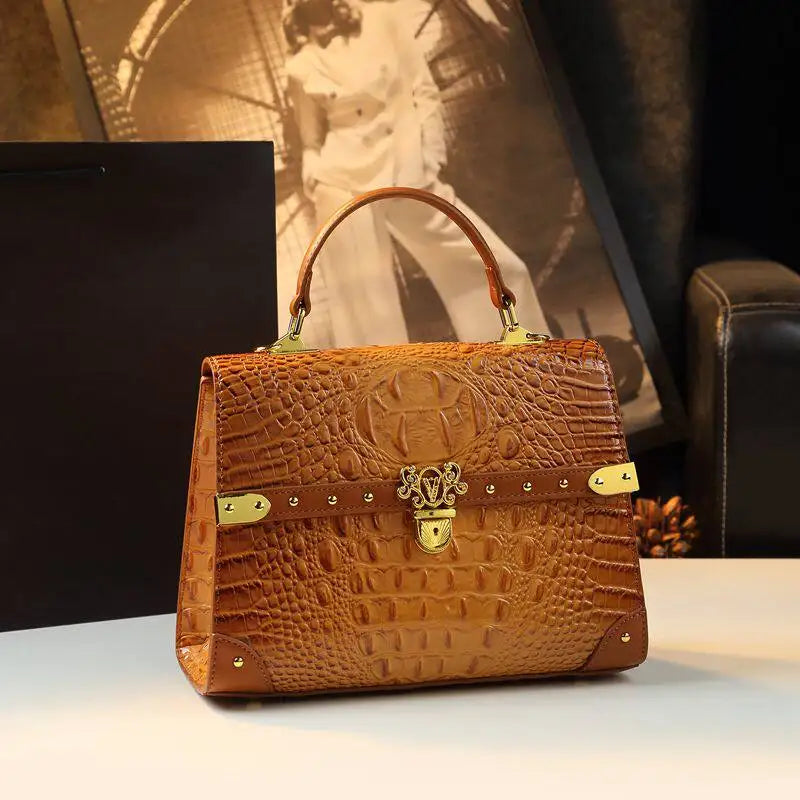 Alligator-Texture Crossbody Bag with Rivet Trim - product photo 3