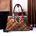 Woven Leather Crossbody Bag, Large-Capacity Shoulder Tote - product photo 1