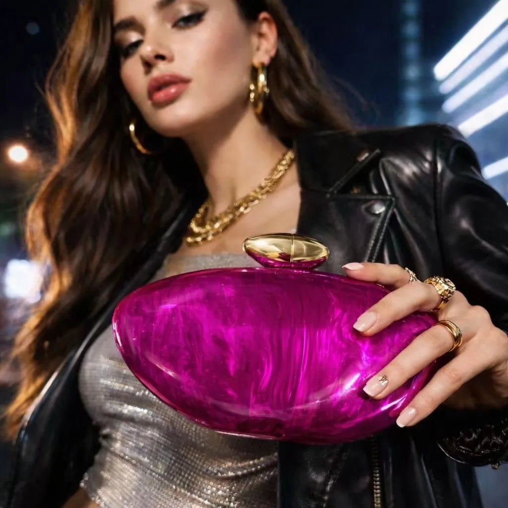 Transparent Bullet Clutch, Evening Bag with Cotton Lining - product photo 1