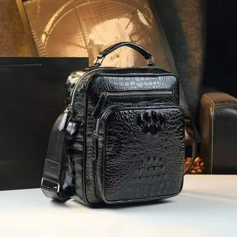 Croc-Design Business Crossbody Bag, PU Messenger Bag - product photo 1