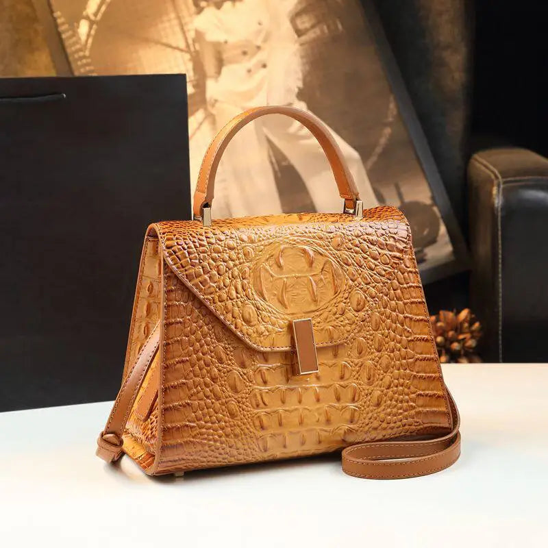Croc-Pattern Square Bag, Versatile Shoulder Handbag - product photo 3