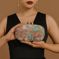 Flower-Embellished Evening Clutch, Satin-Lined Purse - product photo 1