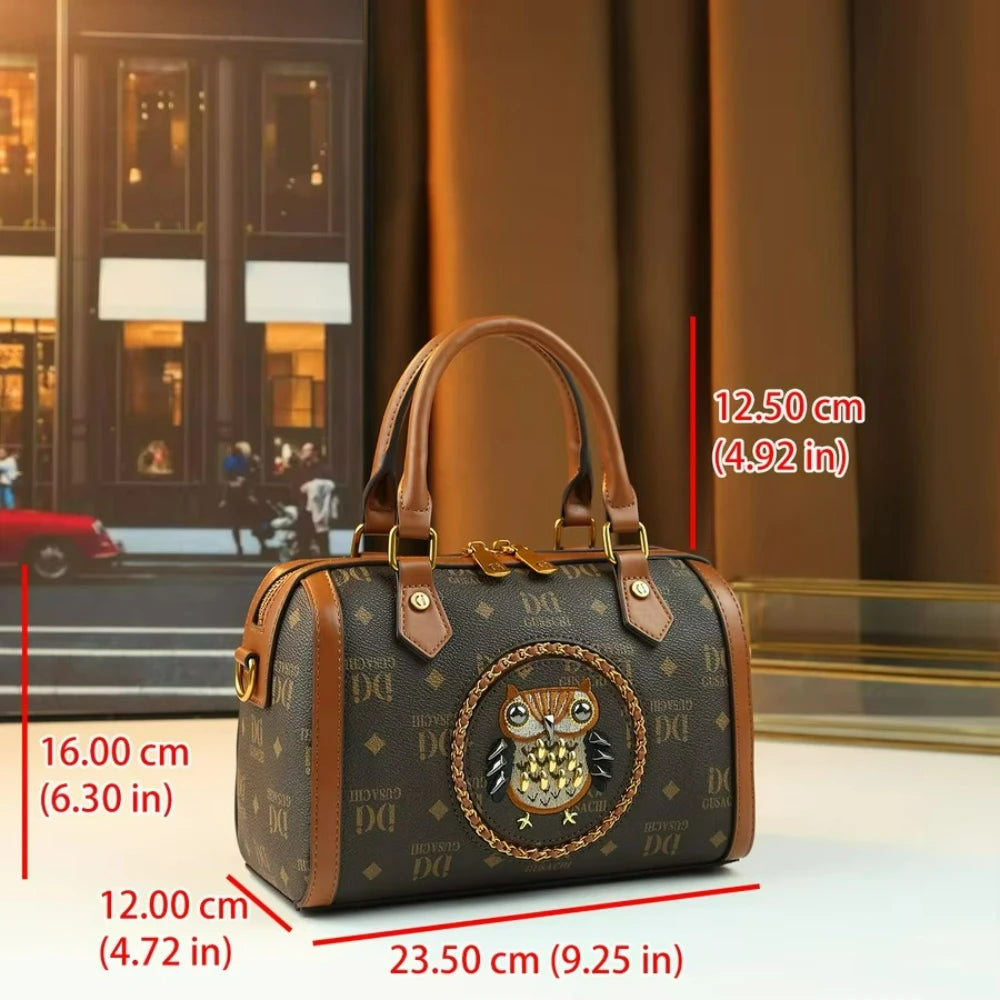 Owl Rivet Pillow Bag, Letter-Print Shoulder Bag - product photo 2