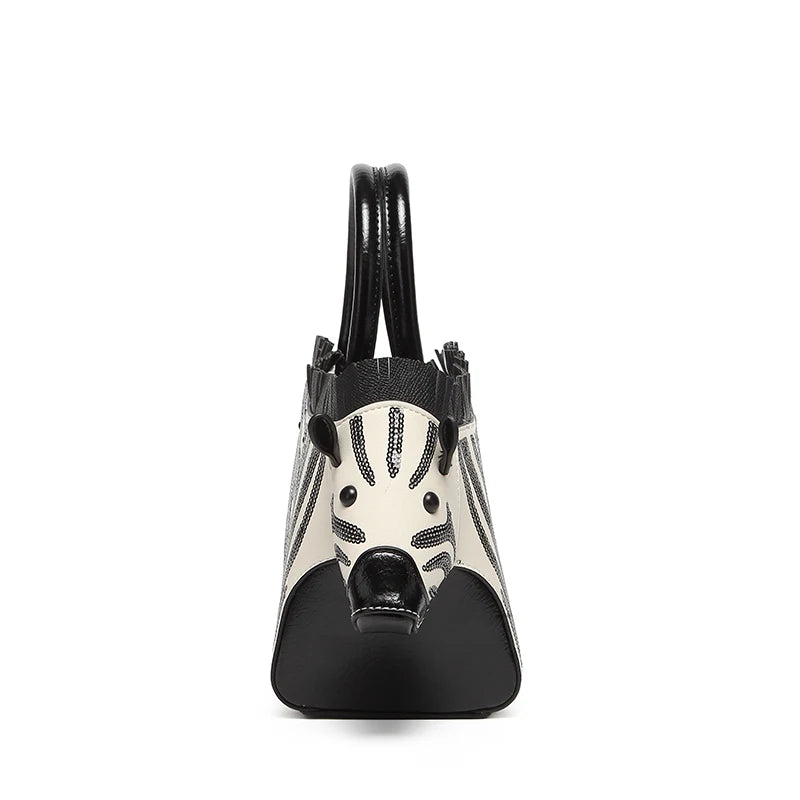 Zebra-Print Tote with Pearl Detail, Underarm Bag - product photo 6