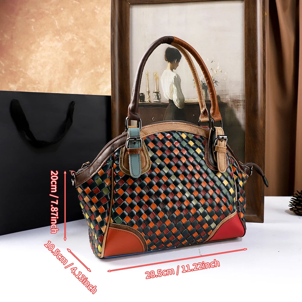 Hand-Woven Genuine Leather Shell Bag, Large Crossbody - product photo 2