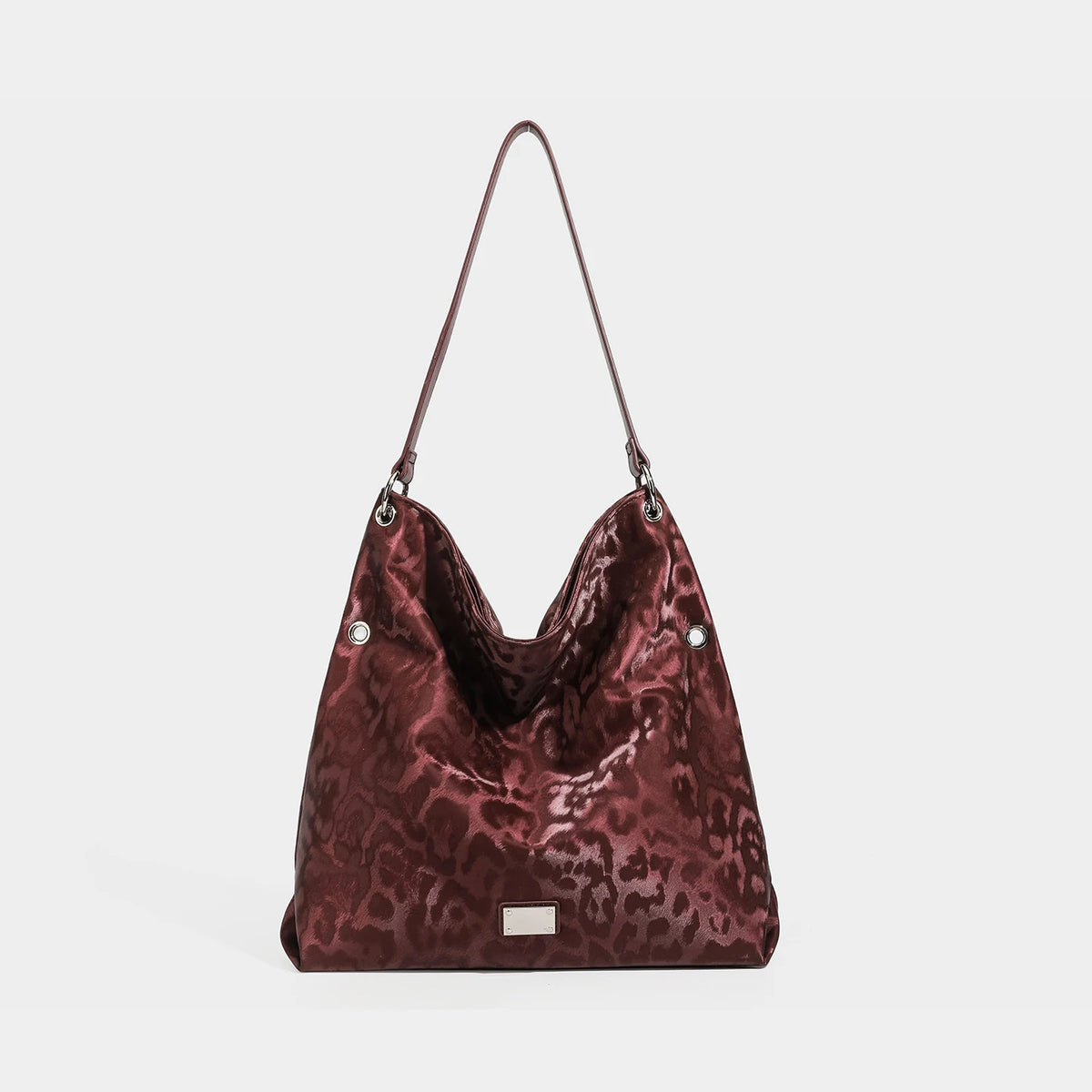 Leopard Velvet Hobo Bag, Animal Print Shoulder Tote - product photo 3