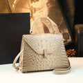 Croc-Texture Rotary Buckle Bag, Elegant PU Tote - product photo 1