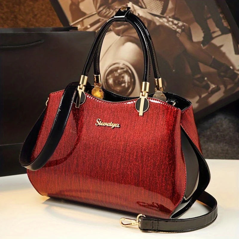 Silver Satchel Bag, Solid-Colour Crossbody Purse - product photo 4