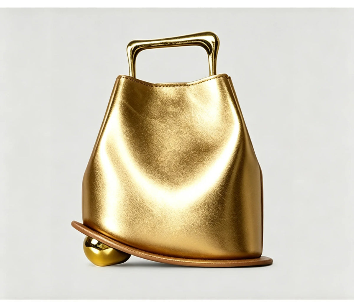 Minimalist Metal-Handle Barrel Bag, PU Crossbody - product photo 4