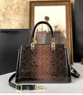 Gradient Python-Print Tote, Patent Top-Handle Bag - product photo 1