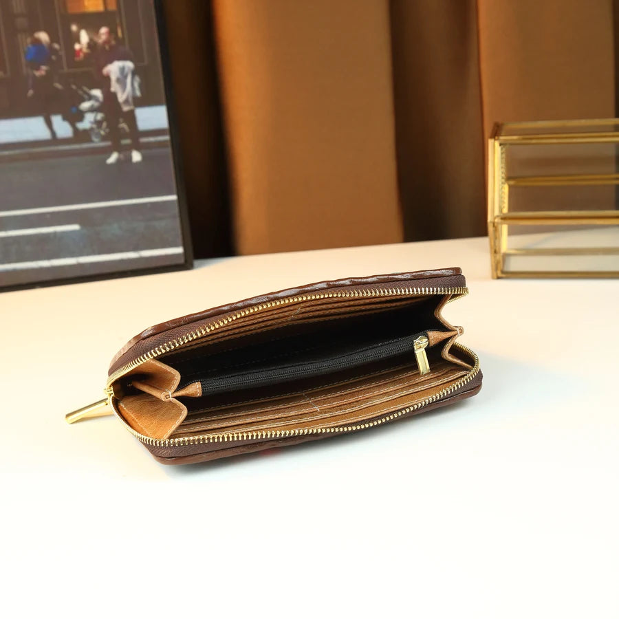 Genuine Leather Woven Clutch, Multi-Layer Long Wallet - product photo 4