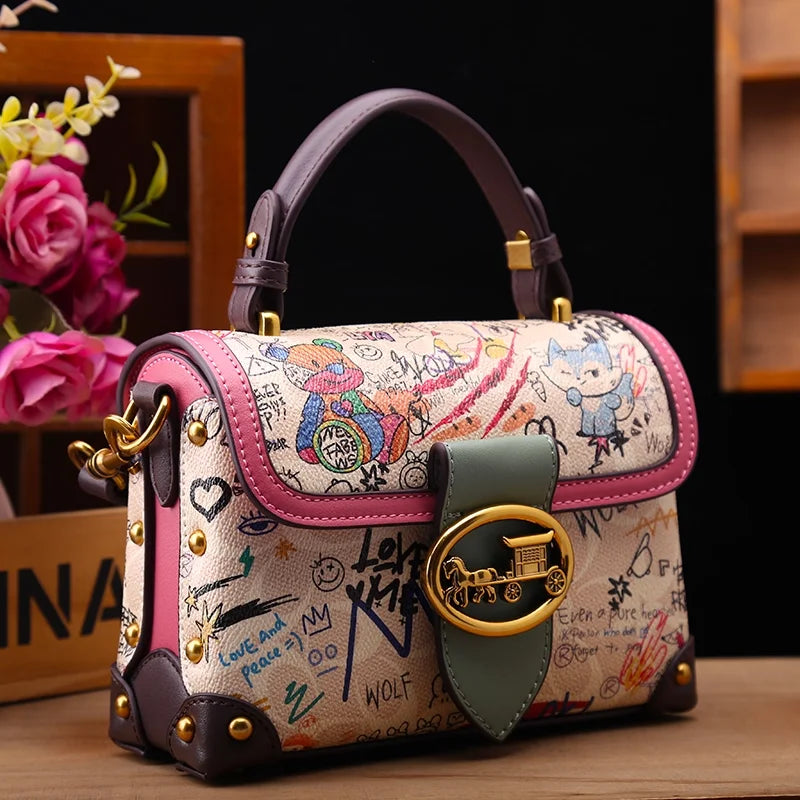 Cartoon Print Top-Handle Bag, Adjustable Crossbody - product photo 1