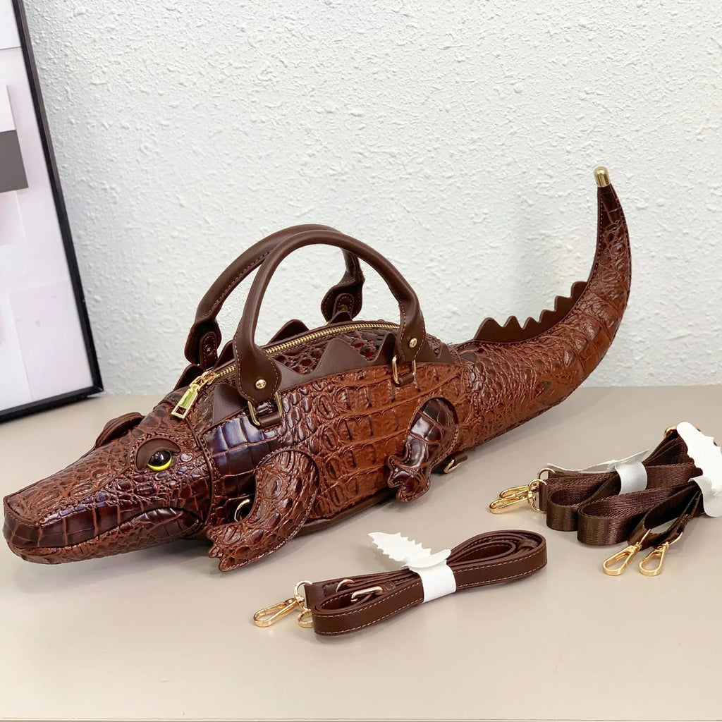3D Crocodile Shaped Bag, Novelty Top-Handle Purse - product photo 4