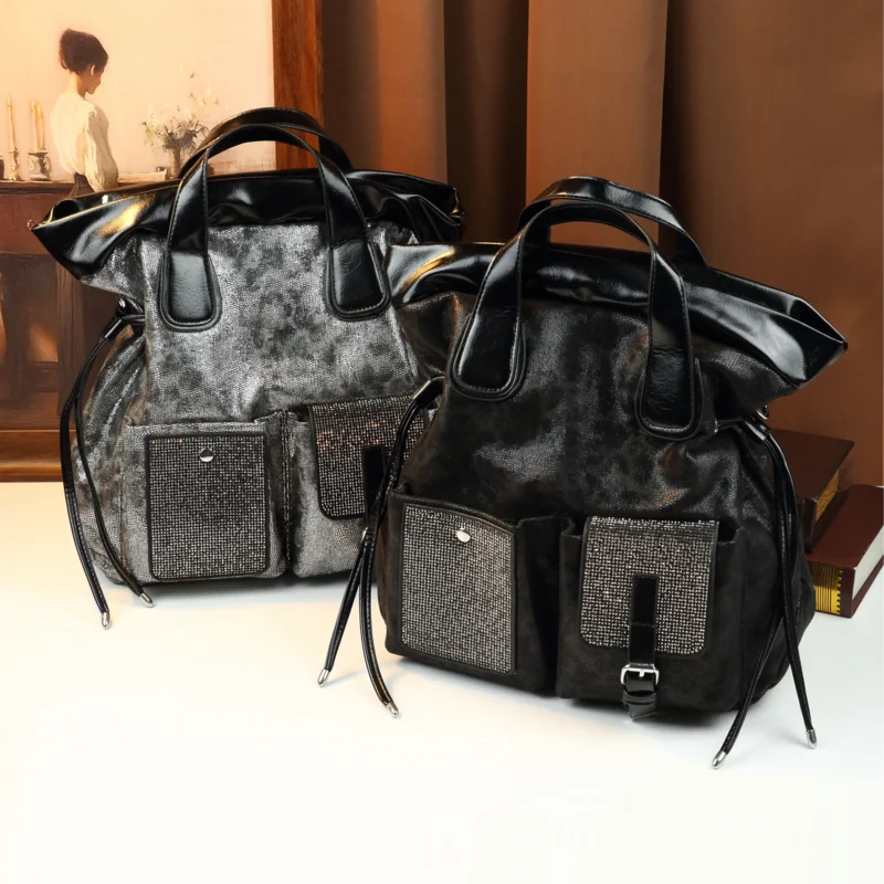Retro Embossed Tote, Large-Capacity Shoulder Bag - product photo 2