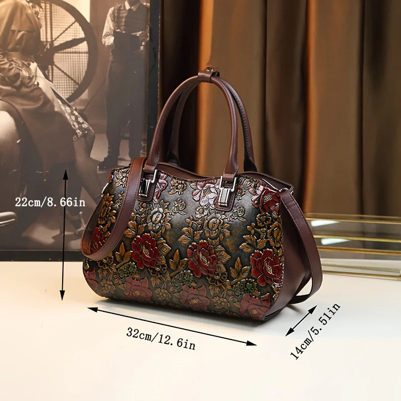 Landscape Print Top-Handle Satchel, PU Handbag - product photo 3