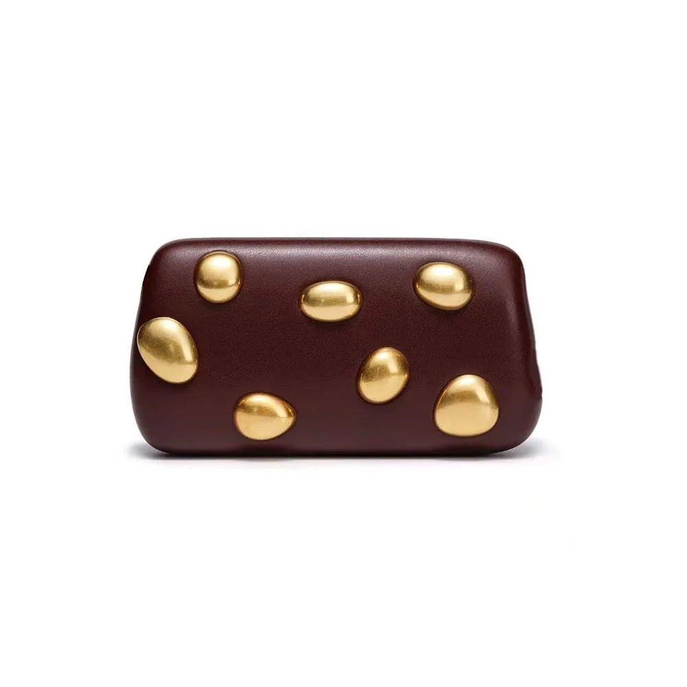 Rivet-Trim Irregular Clutch, PU Shoulder Bag - product photo 3