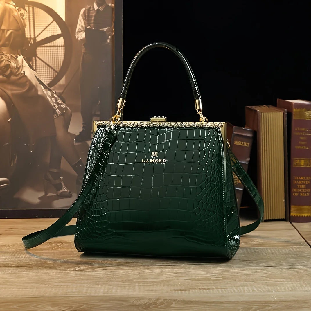 Crocodile-Pattern Sequin Bag with Removable Strap - product photo 2