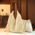Cotton Woven Tassel Tote, Bohemian Beach Bag - product photo 1