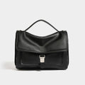 Vintage PU Flap Satchel, Silver-Buckle Top Handle Bag - product photo 1