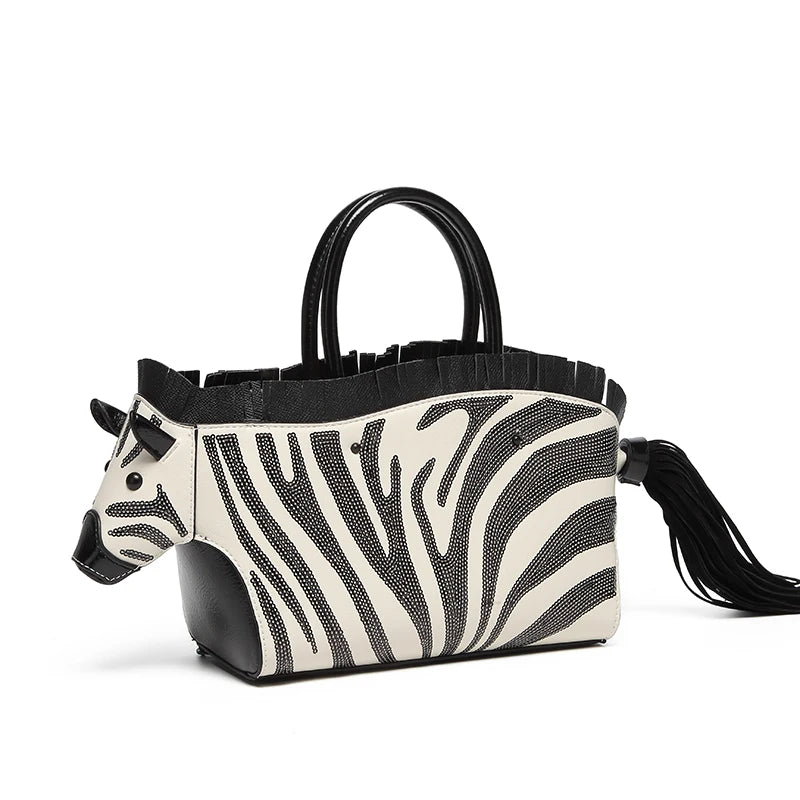 Zebra-Print Tote with Pearl Detail, Underarm Bag - product photo 2