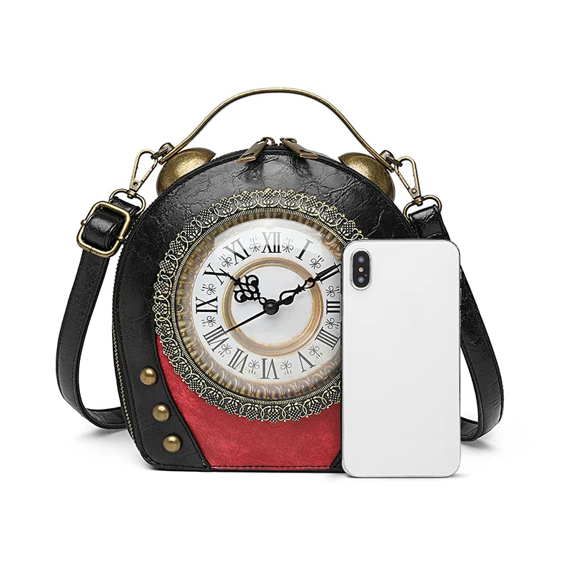 Steampunk Clock Bag, Round Vintage Crossbody Purse - product photo 3