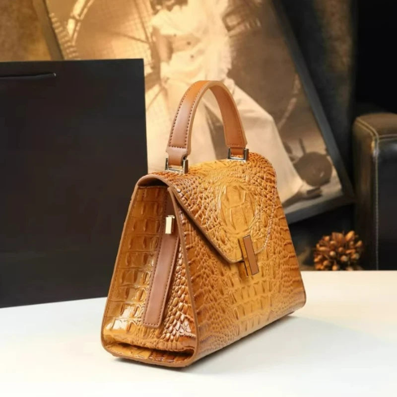 Croc-Pattern Square Bag, Versatile Shoulder Handbag - product photo 5
