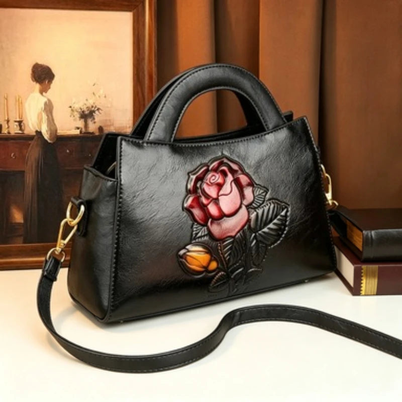 3D Floral-Embossed Clutch, Carved Flower Shoulder Pouch - product photo 4