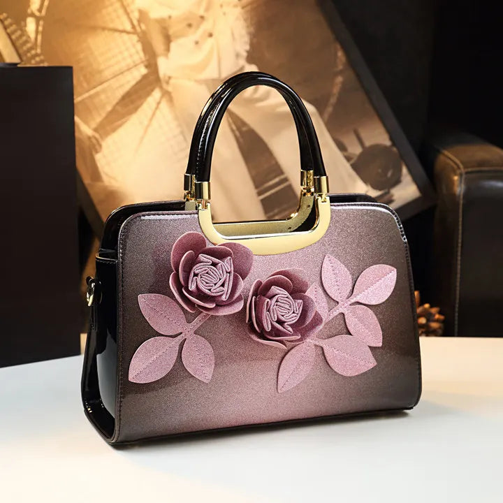 Flower Applique Tote Bag, Elegant PU Shoulder Bag - product photo 2