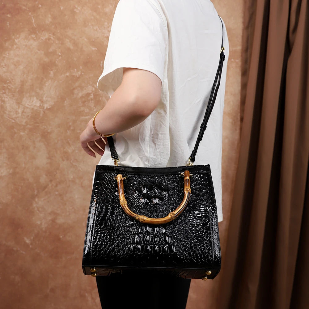 Croc-Pattern Crossbody Tote Bag, Roomy Everyday Bag - product photo 4