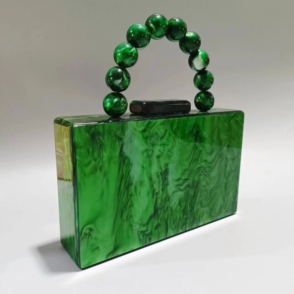Pearlescent Beaded Dinner Bag, Acrylic Evening Purse - product photo 4